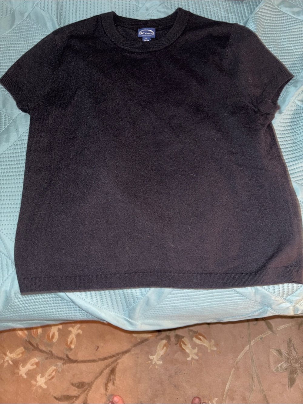 Scoop Black Short Sleeve Sweater Tee